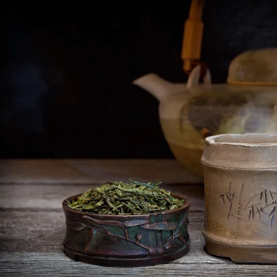 Green tea leaves, the natural source of L-theanine